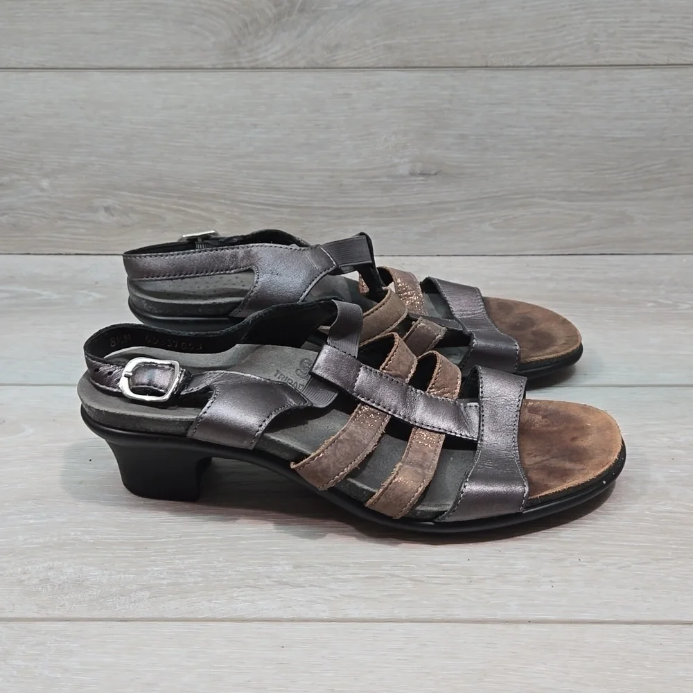 SAS Women Comfort Tripad Strappy Leather Heels Sandals shoes sz 8.5M